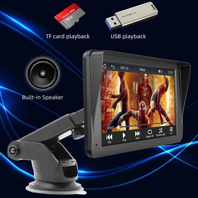 All-in-One Smart 7â IPS Touchscreen Portable Car Media Player with Advanced Vehicle Infotainment System, Wireless iOS & Android Auto Support